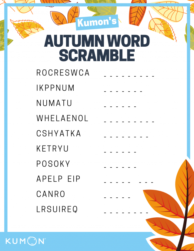 Word Scramble 1 Kumon