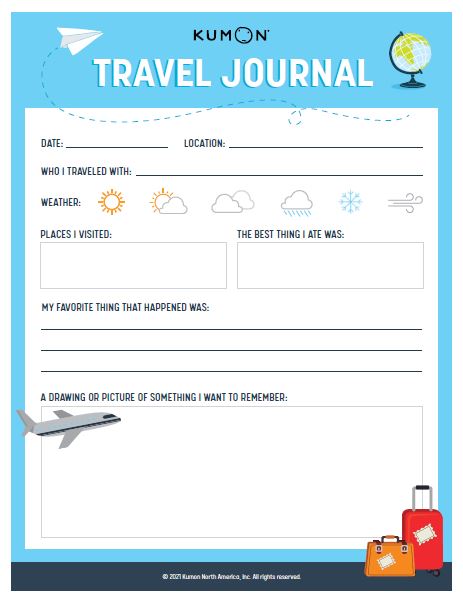 travel diary worksheet
